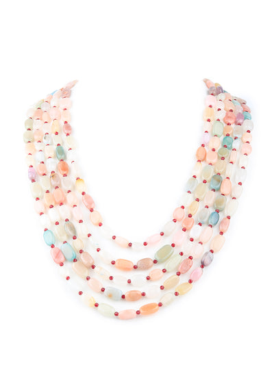 Odette Women Multicolored Pastel Beads Multilayered Neckpiece