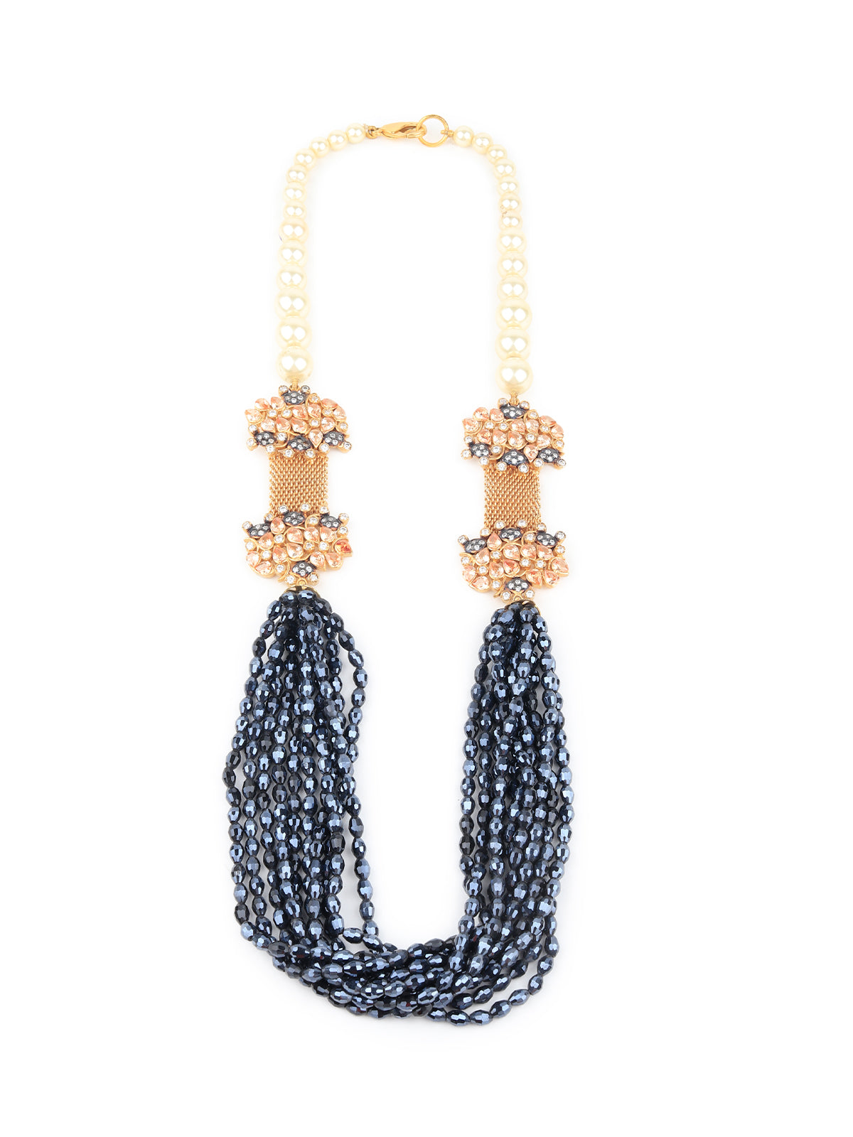 Odette Women Embellished Black Disco Beads Necklace