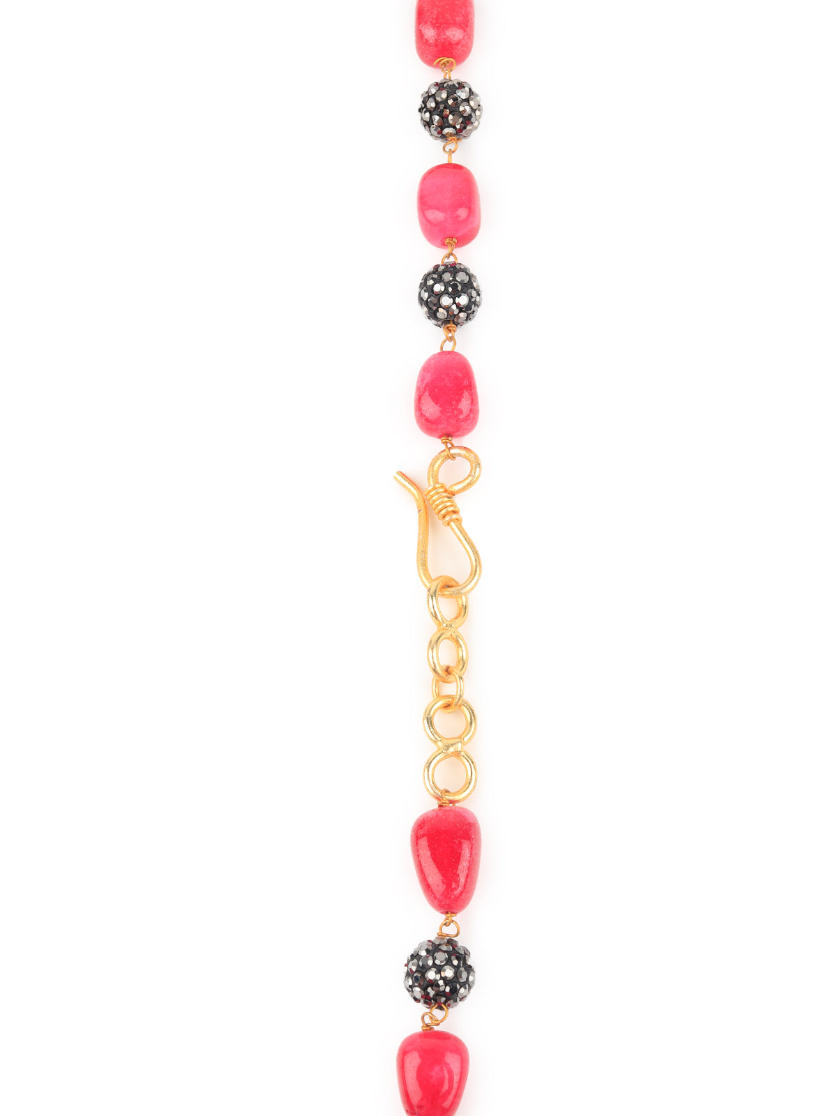 Odette Women Golden Pendant With Magenta Beads Neckpiece