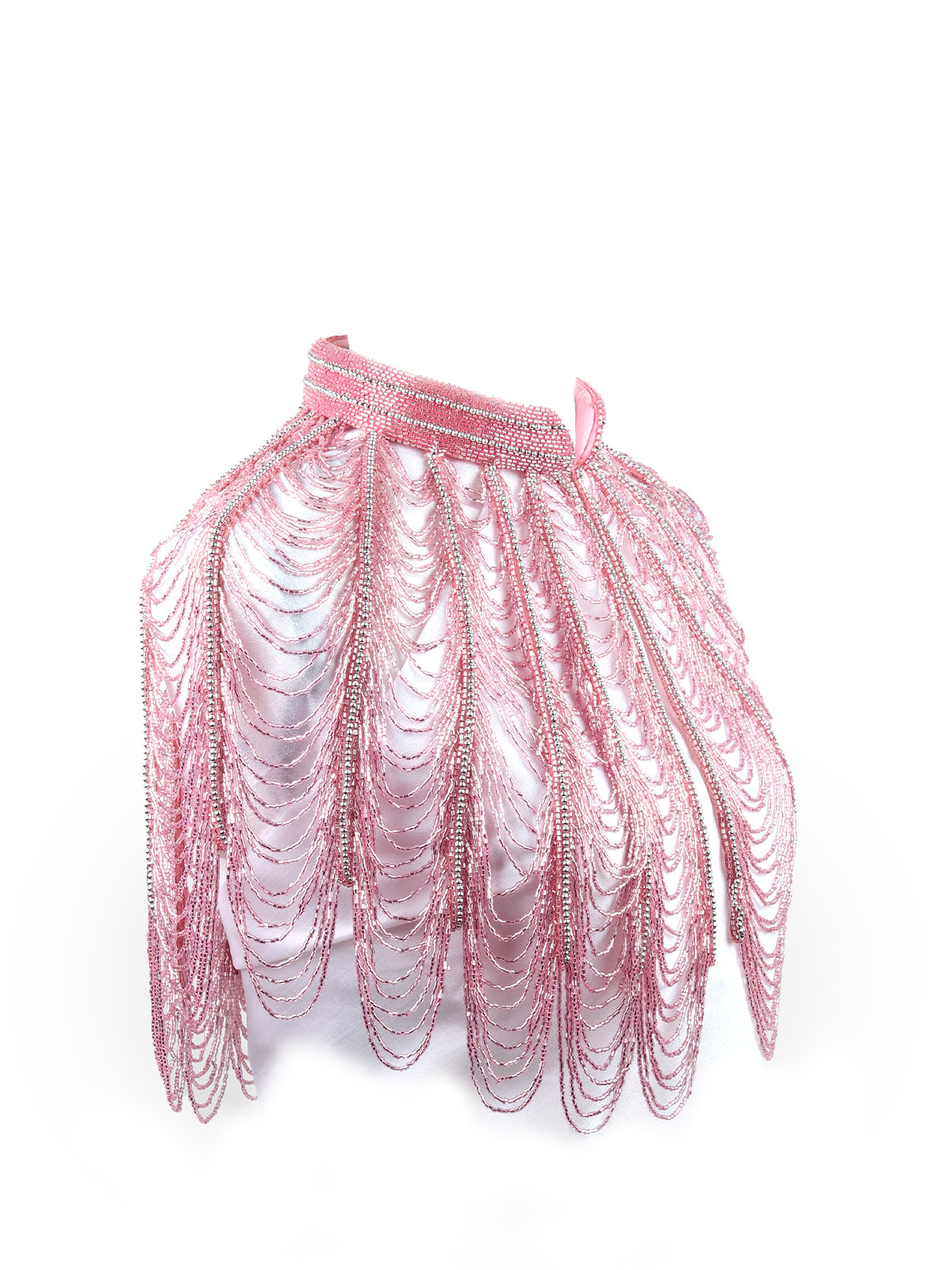 Odette Women Tasseled Grandeur- The Pink Beads Tasseled Cape