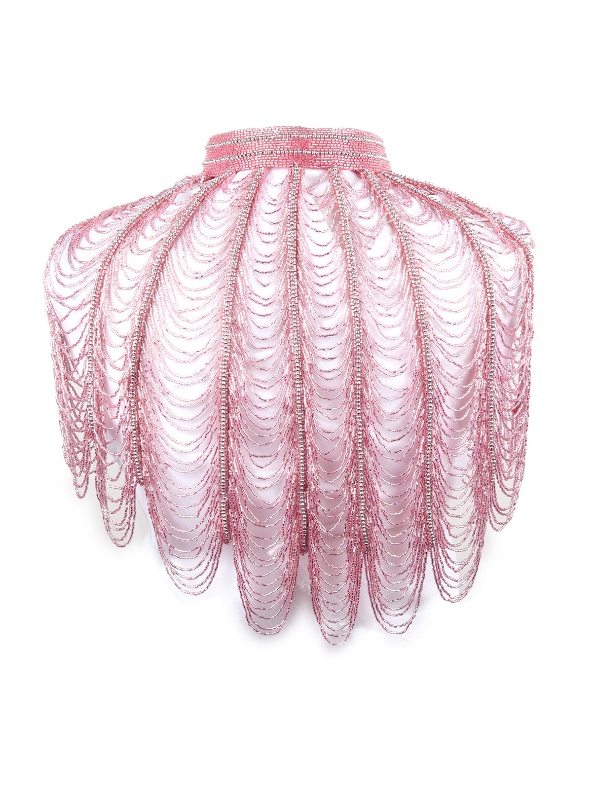 Odette Women Tasseled Grandeur- The Pink Beads Tasseled Cape