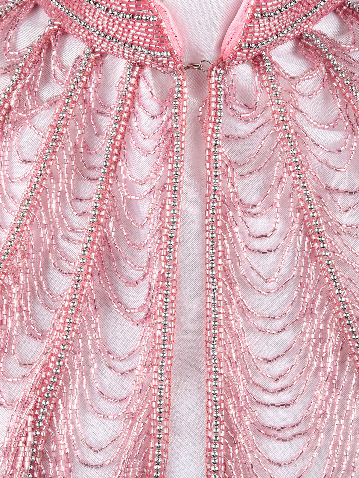 Odette Women Tasseled Grandeur- The Pink Beads Tasseled Cape