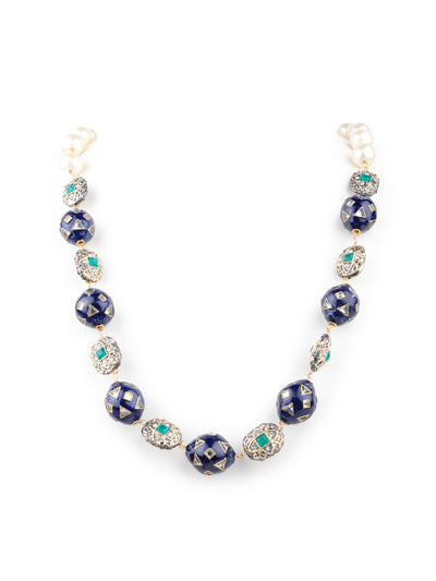 Odette Women Dark Blue Mixed Beads Necklace