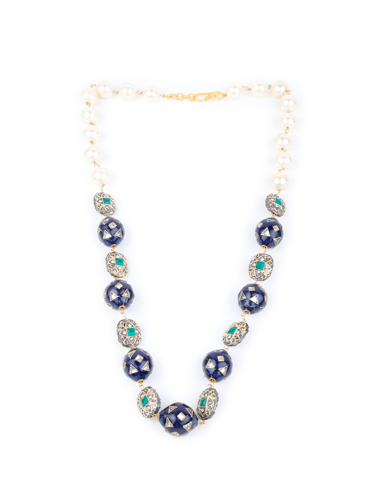 Odette Women Dark Blue Mixed Beads Necklace