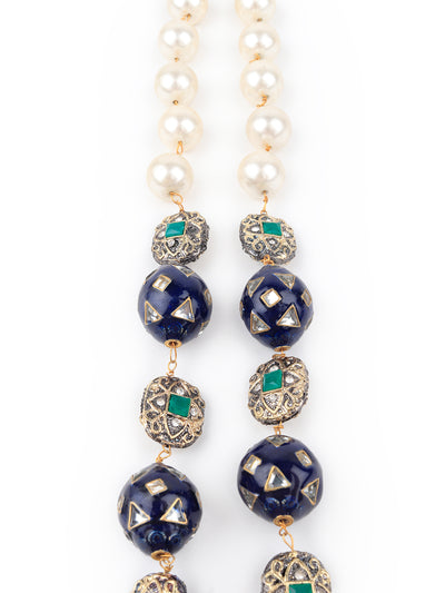 Odette Women Dark Blue Mixed Beads Necklace