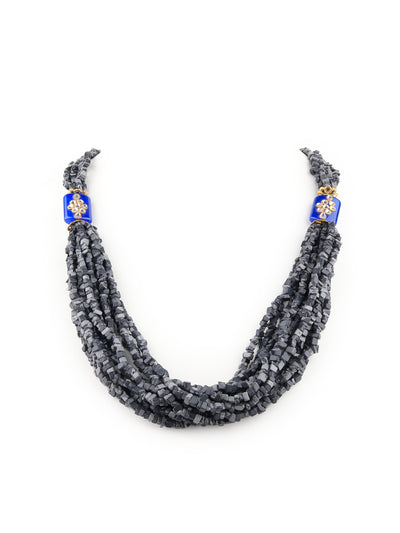 Odette Women Grey And Black Mixed Beads Necklace