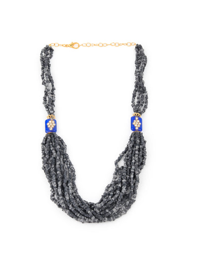 Odette Women Grey And Black Mixed Beads Necklace