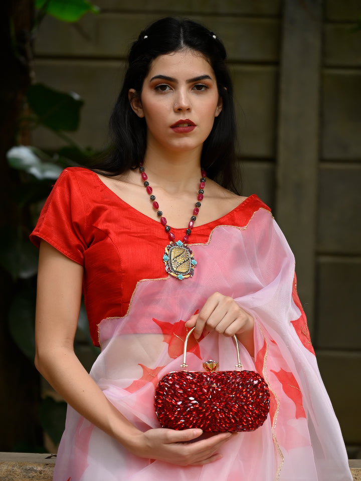 red dress clutch bag Oscar de La Renta Mini Satin Bow Clutch