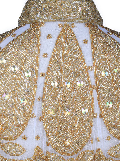 Odette Women Tasseled Grandeur- The Golden Beads Patterned Cape