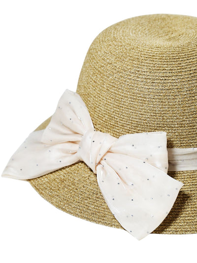 Odette Beige Raffia Woven Texture Hat For Women