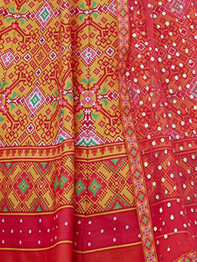 Odette Red Silk Printed Stitched Kurta Set For Women