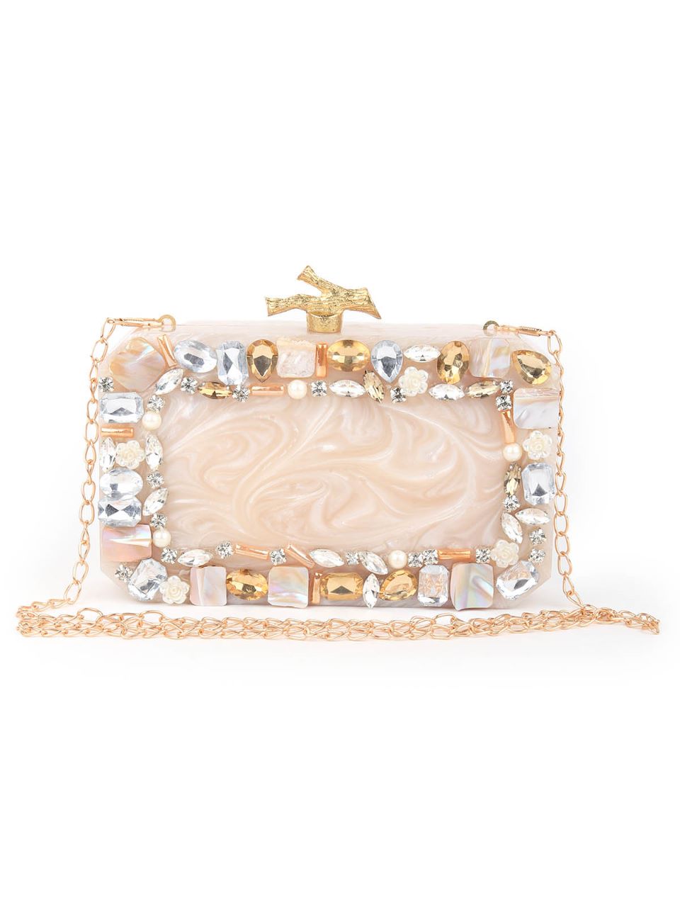 Odette - Off White Resin Embellished Clutch