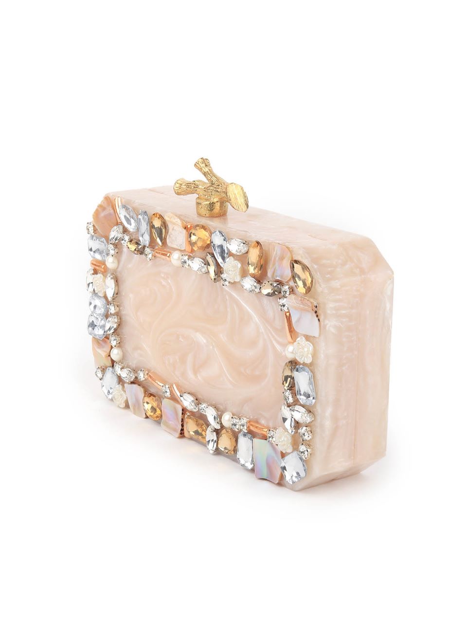 Odette - Off White Resin Embellished Clutch