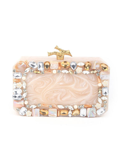 Odette - Off White Resin Embellished Clutch