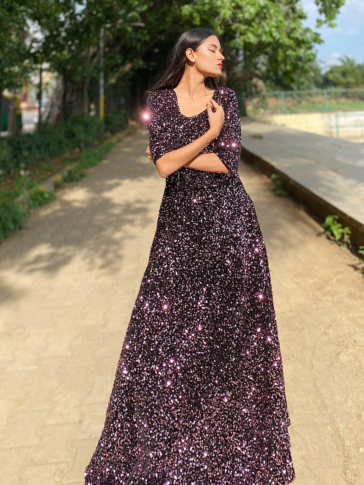 Wing Shoulder Sequin Trail Gown – Kamaali Couture - End Of Season Sale