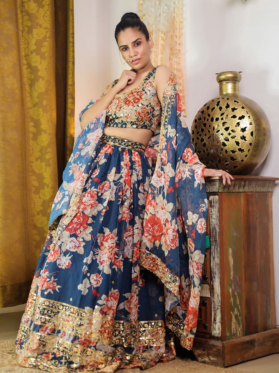 Online Ghagra Choli Bridal Royal Art Silk Embroidered Lehenga Choli – Lady  India