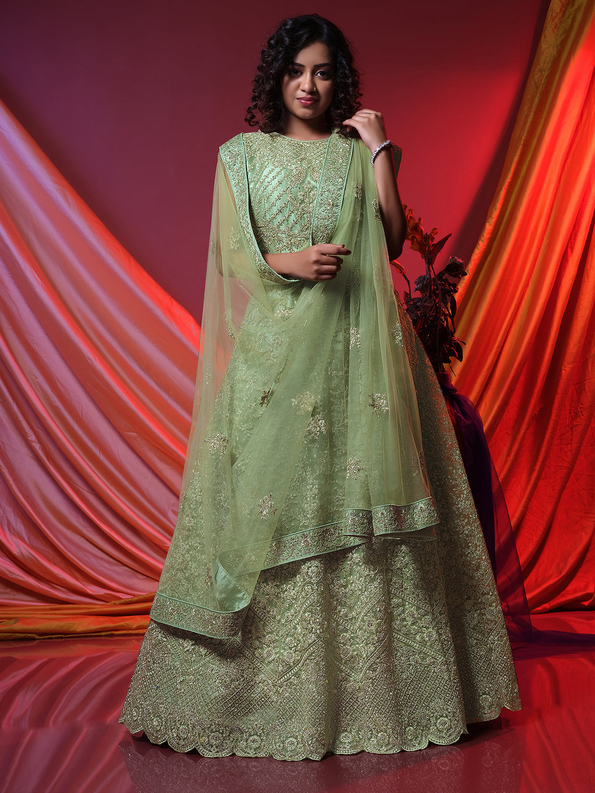Dresses | Gown Light Green Colour | Freeup