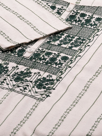 Odette Women White Embroidered Rayon Stitched Kurta Set