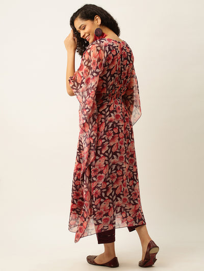 Odette Multi Georgette Stitched Kaftan Set with Inner for Women