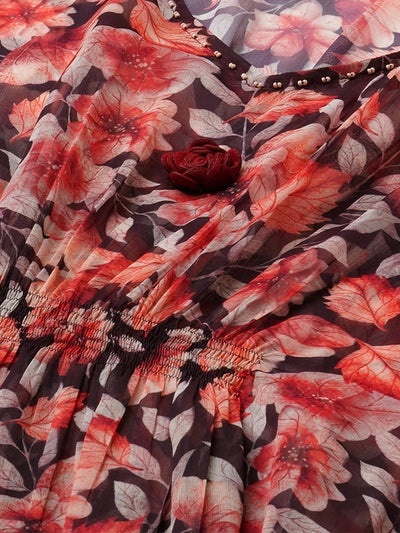 Odette Multi Georgette Stitched Kaftan Set with Inner for Women