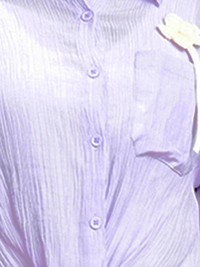 Odette Purple Cotton Solid Shirt For Women