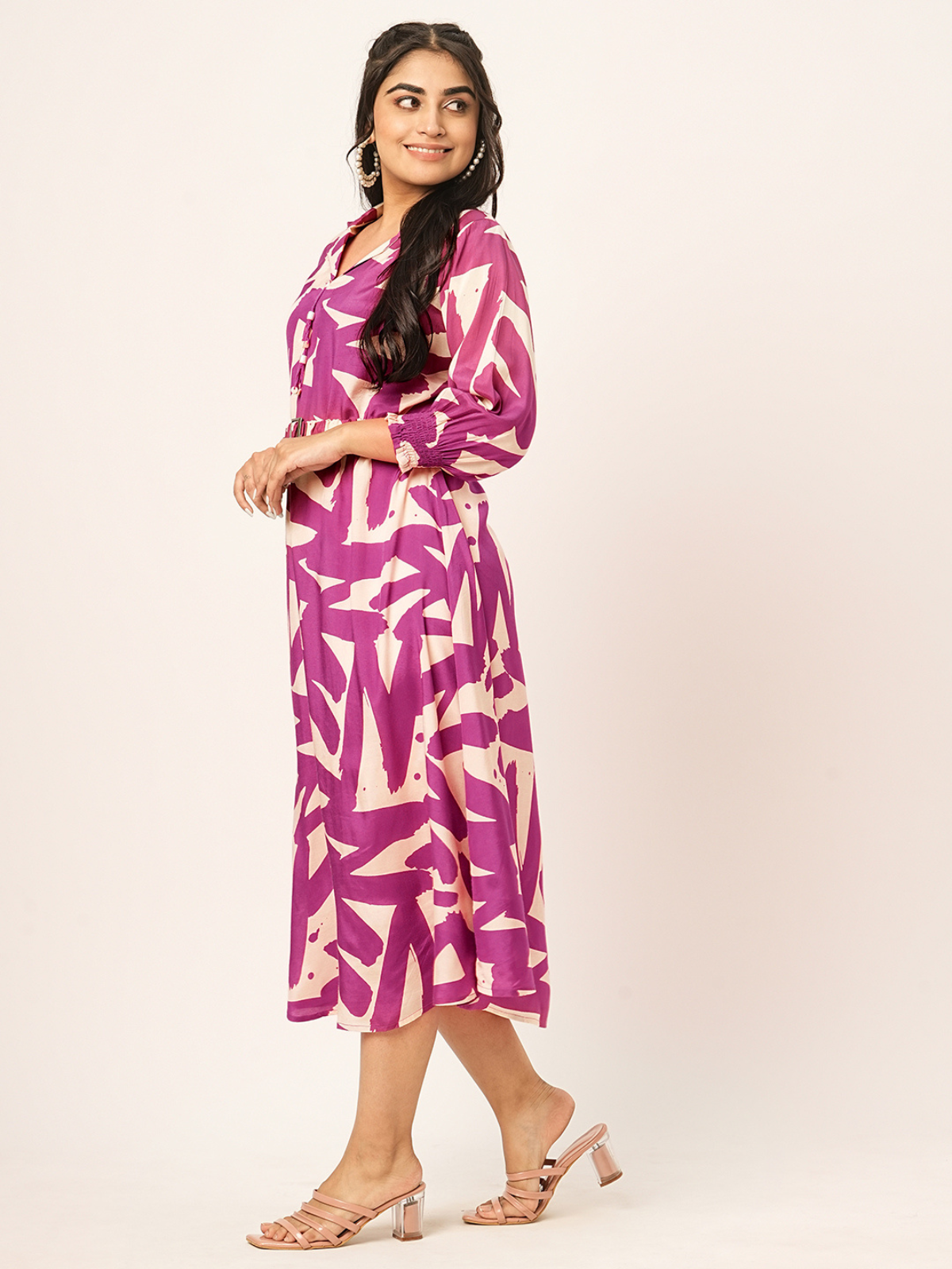 Odette Purple Cotton Indo Western Dress For Women