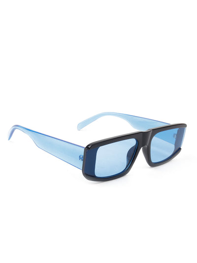 Odette Women Blue And Black Rectangular Sunglasses