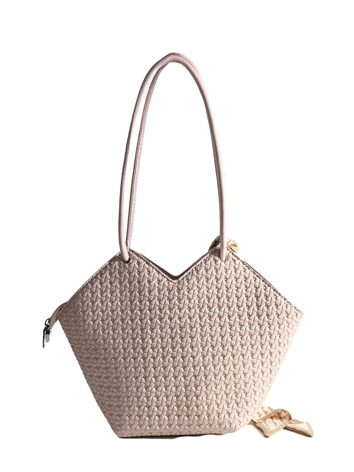 Odette Pink PU Textured Hand Bag For Women