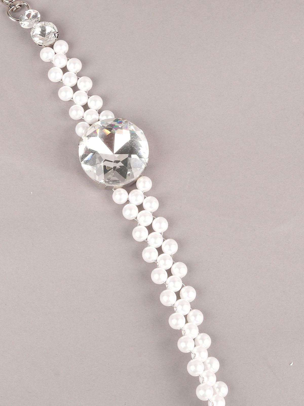 Odette White Metal Faux Pearls Waist Belt for Women