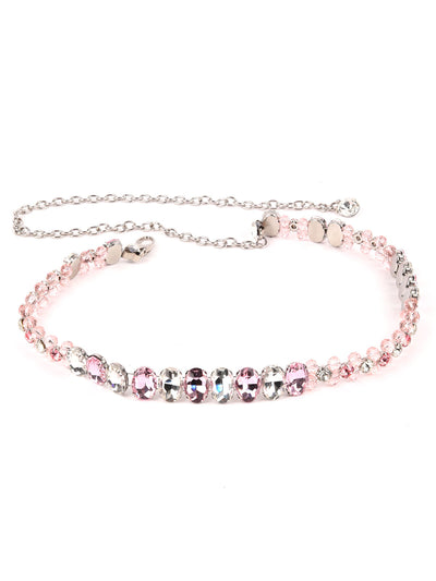 Odette Silver And Pink Metal Studded Waist Belt for Women