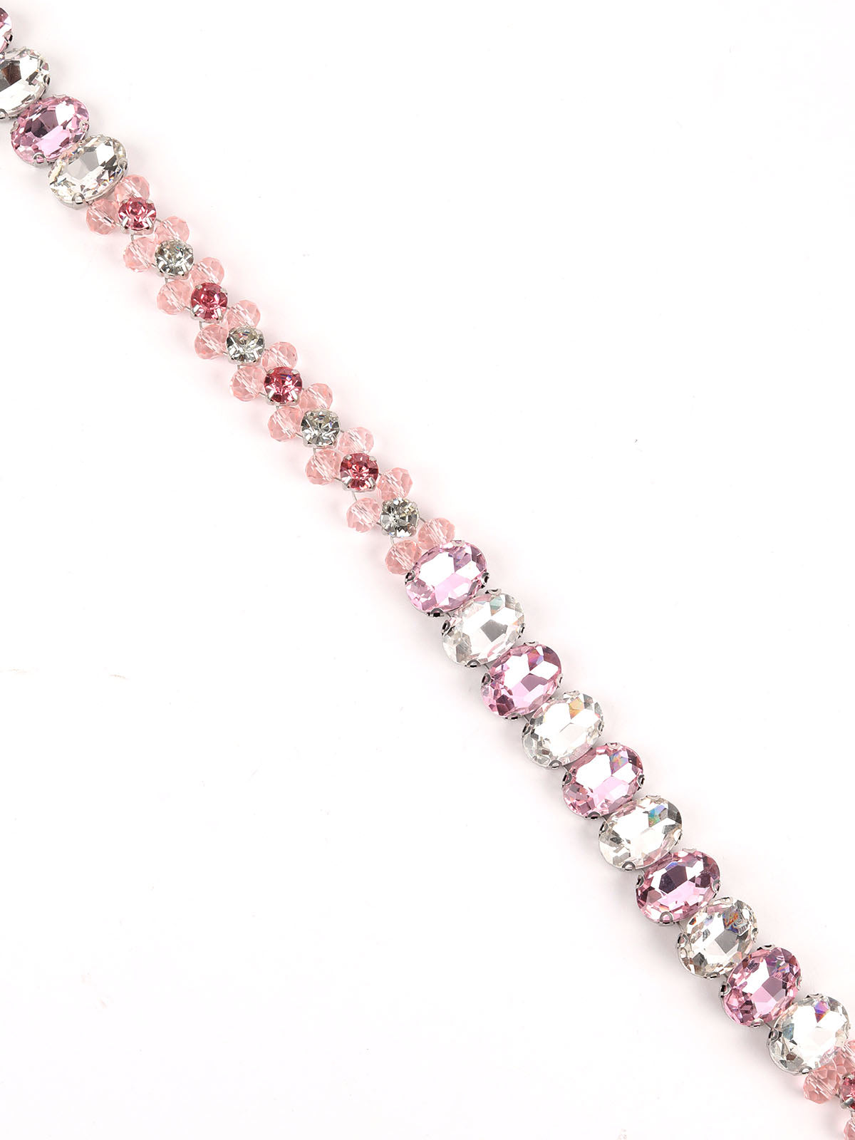 Odette Silver And Pink Metal Studded Waist Belt for Women