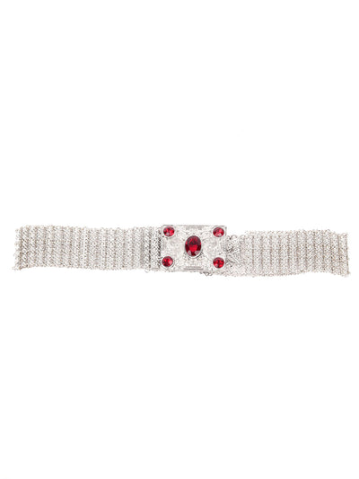 Odette Silver Metal Embellished Waist Belt for Women