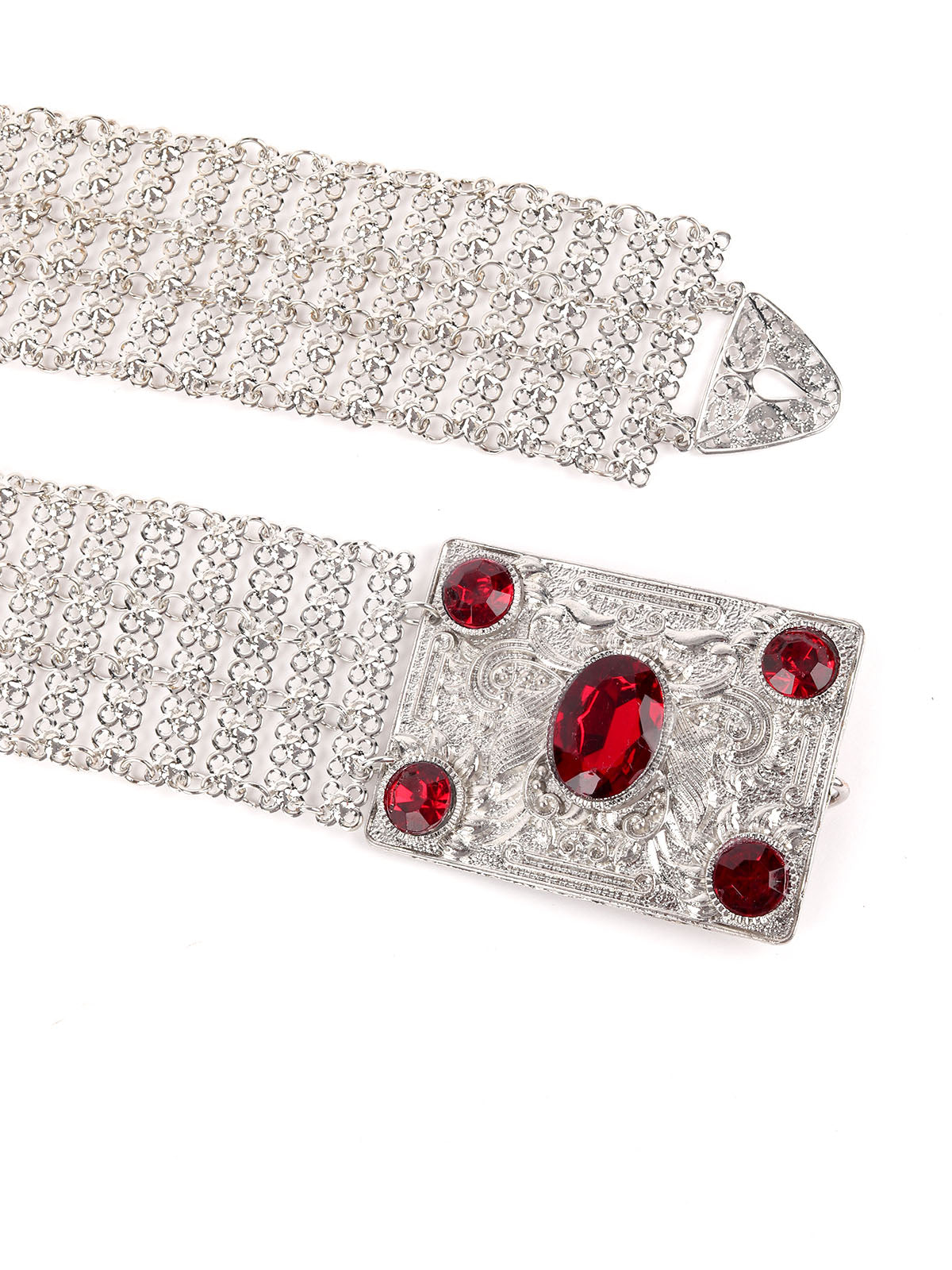 Odette Silver Metal Embellished Waist Belt for Women