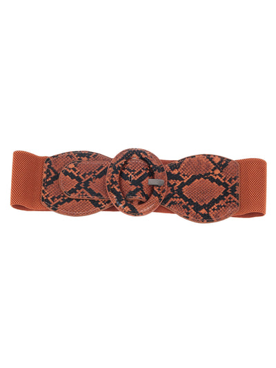 Odette Brown Leather Printed Waist Belt for Women