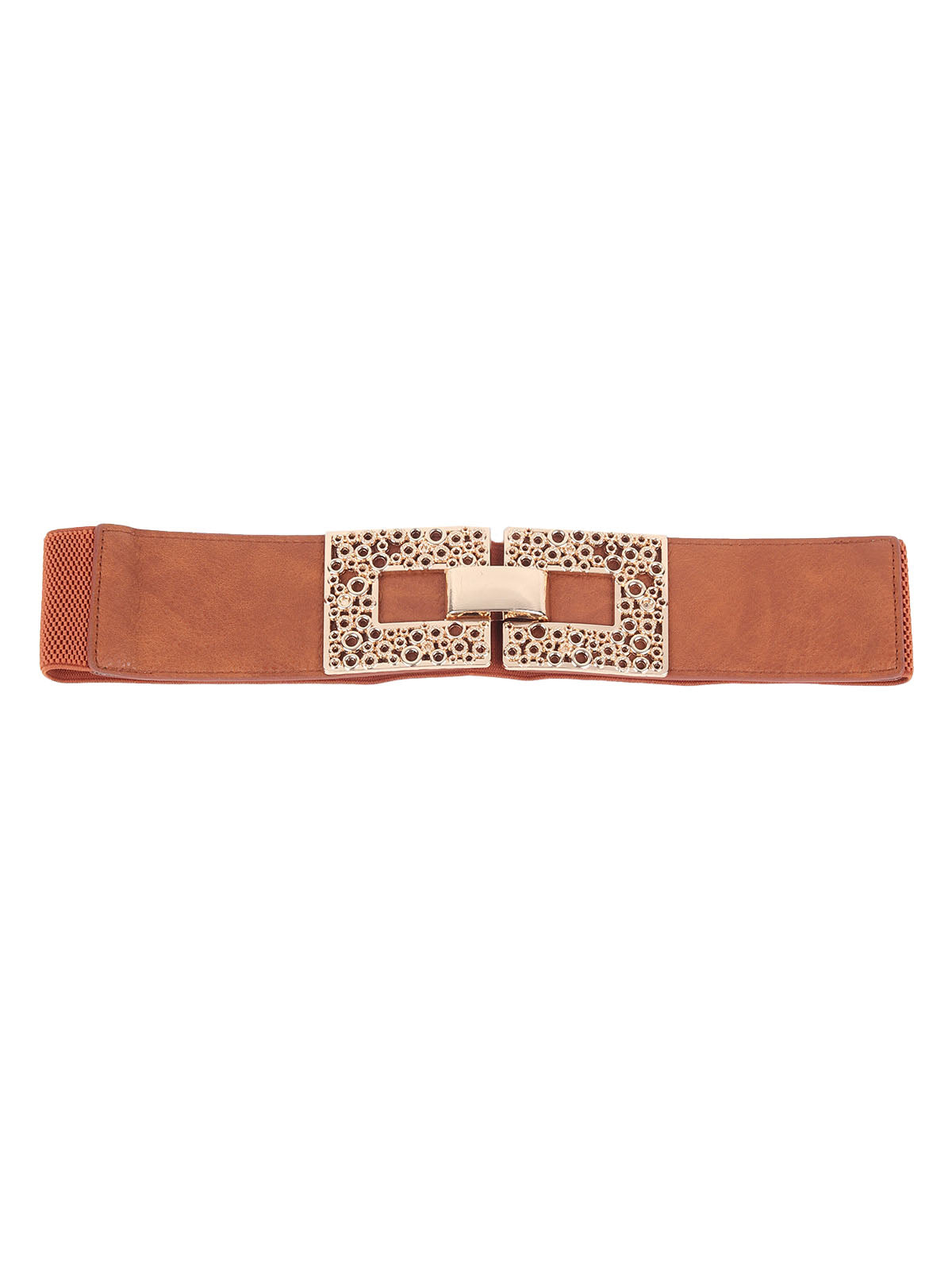 Odette Brown Leather Embellished Waist Belt for Women