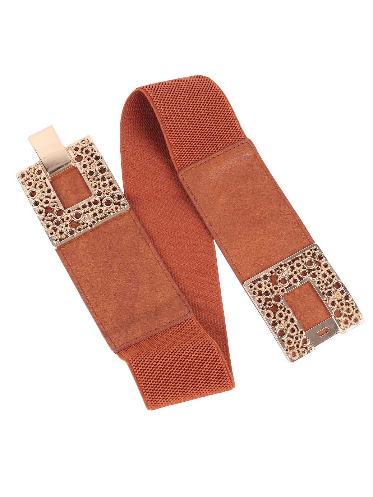 Odette Brown Leather Embellished Waist Belt for Women