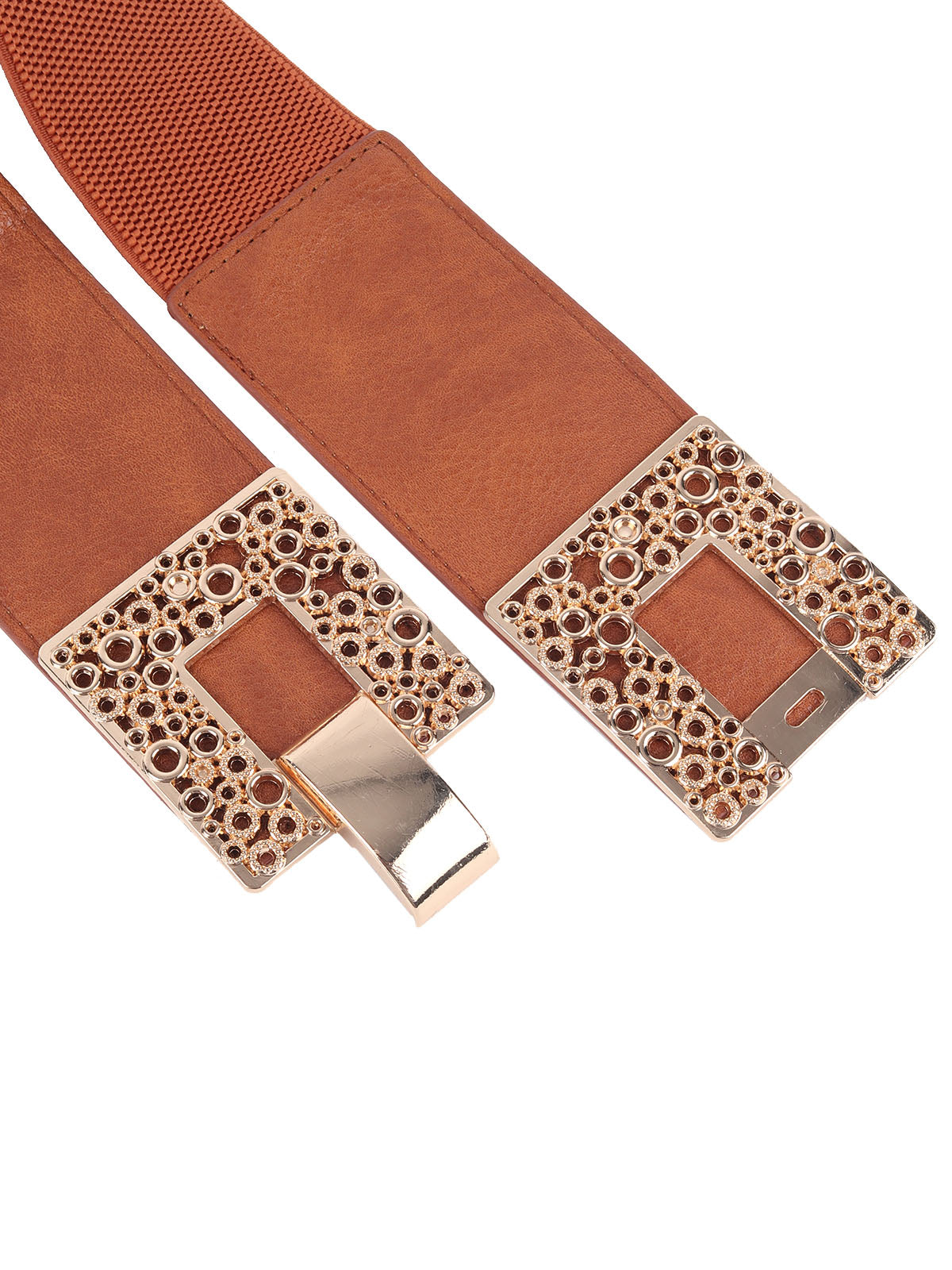 Odette Brown Leather Embellished Waist Belt for Women