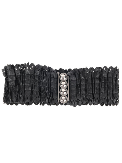 Odette Black Elastic Embellished Waist Belt for Women