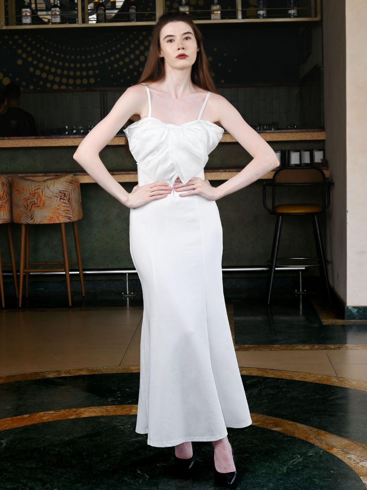 Odette White Scuba Knit Solid Dress For Women