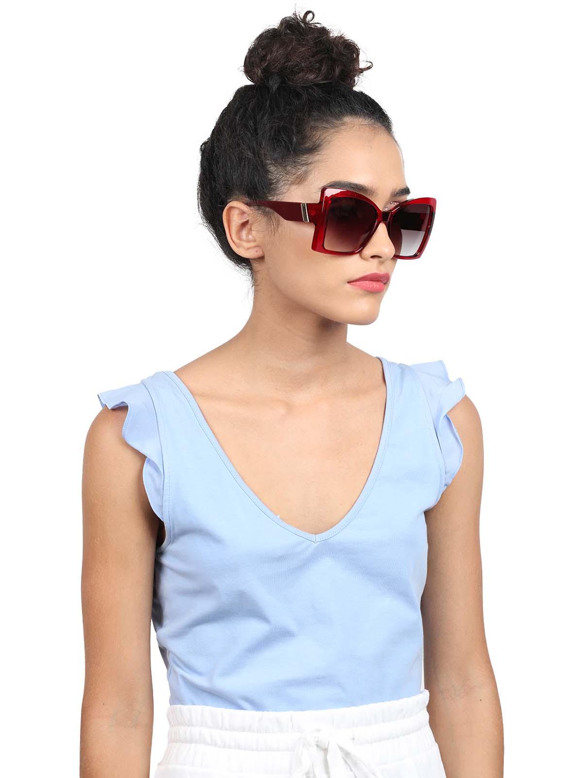 Odette Women Red Frame Flared Stunning Sunglasses