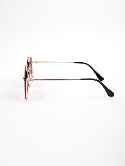 Odette Women Gold Frame Geometric Sunglasses