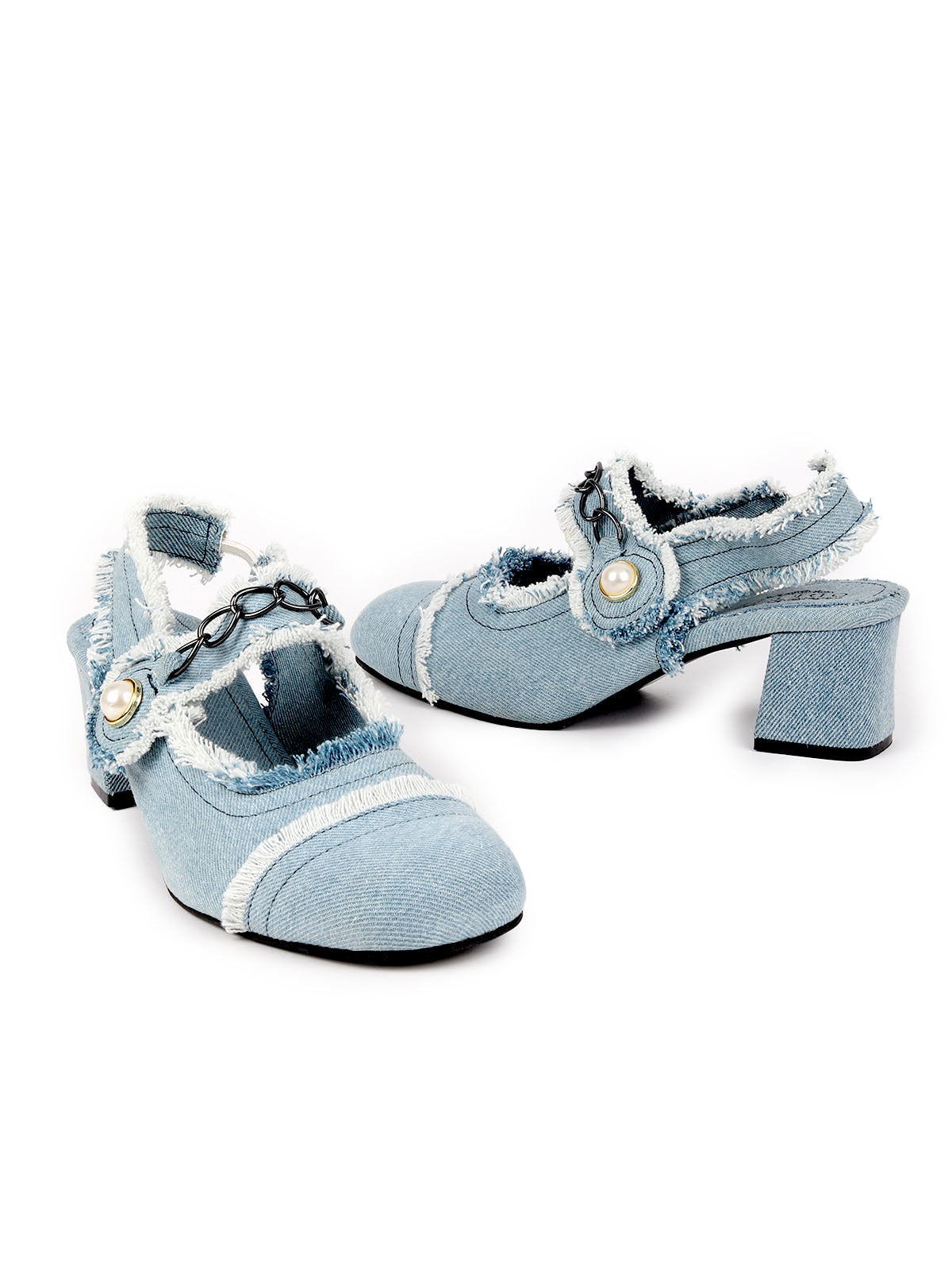 Odette Blue Denim Solid Shoes For Women