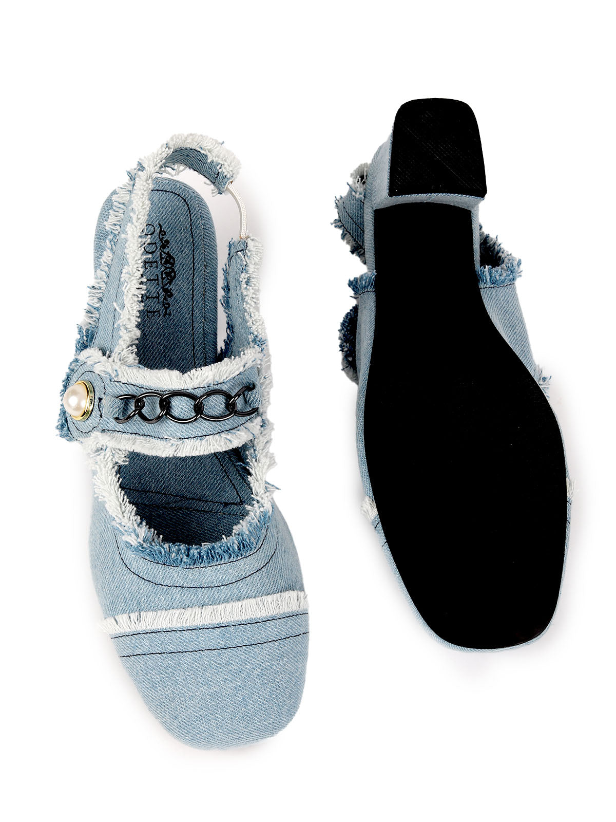 Odette Blue Denim Solid Shoes For Women