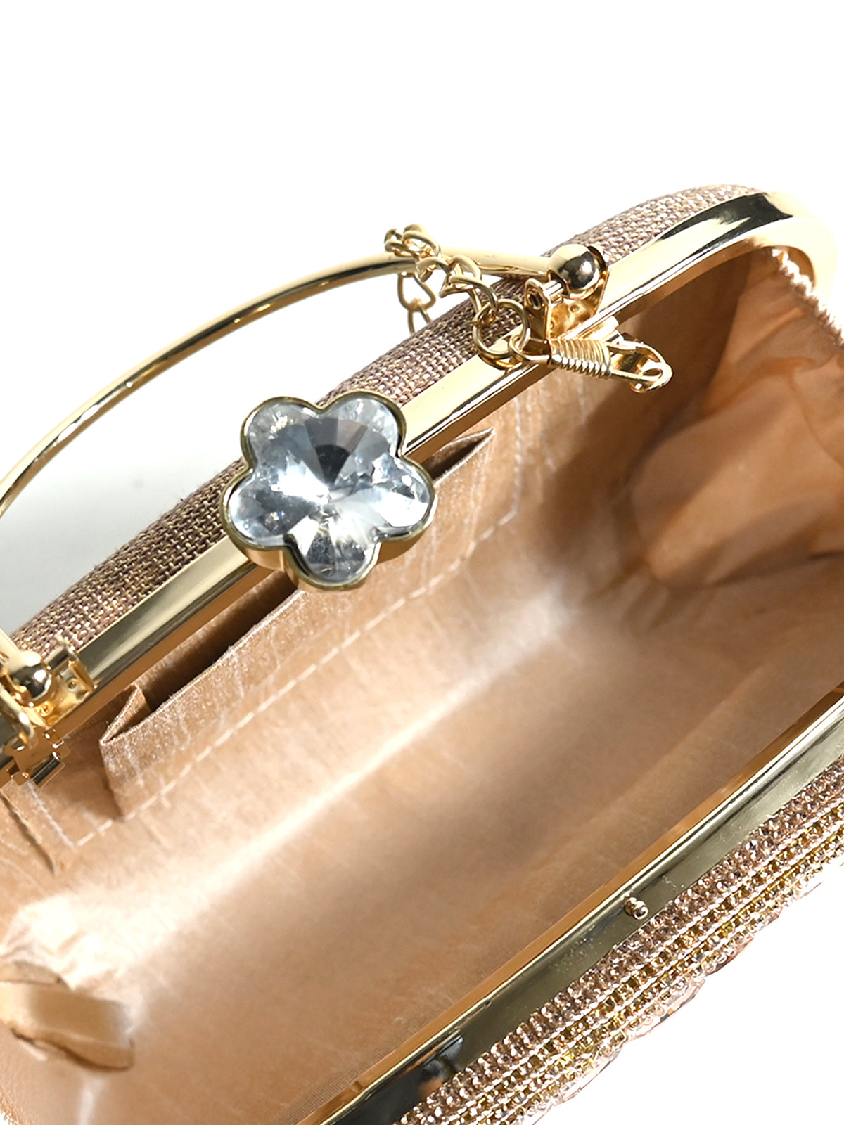 Odette Peach Jute Embellished Clutch For Women