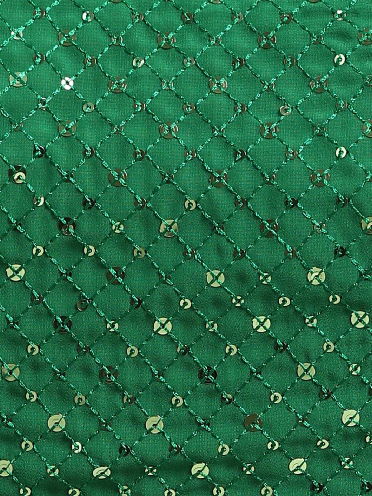 Odette Women Green Georgette Designer Sequins Saree With Unstitched Blouse