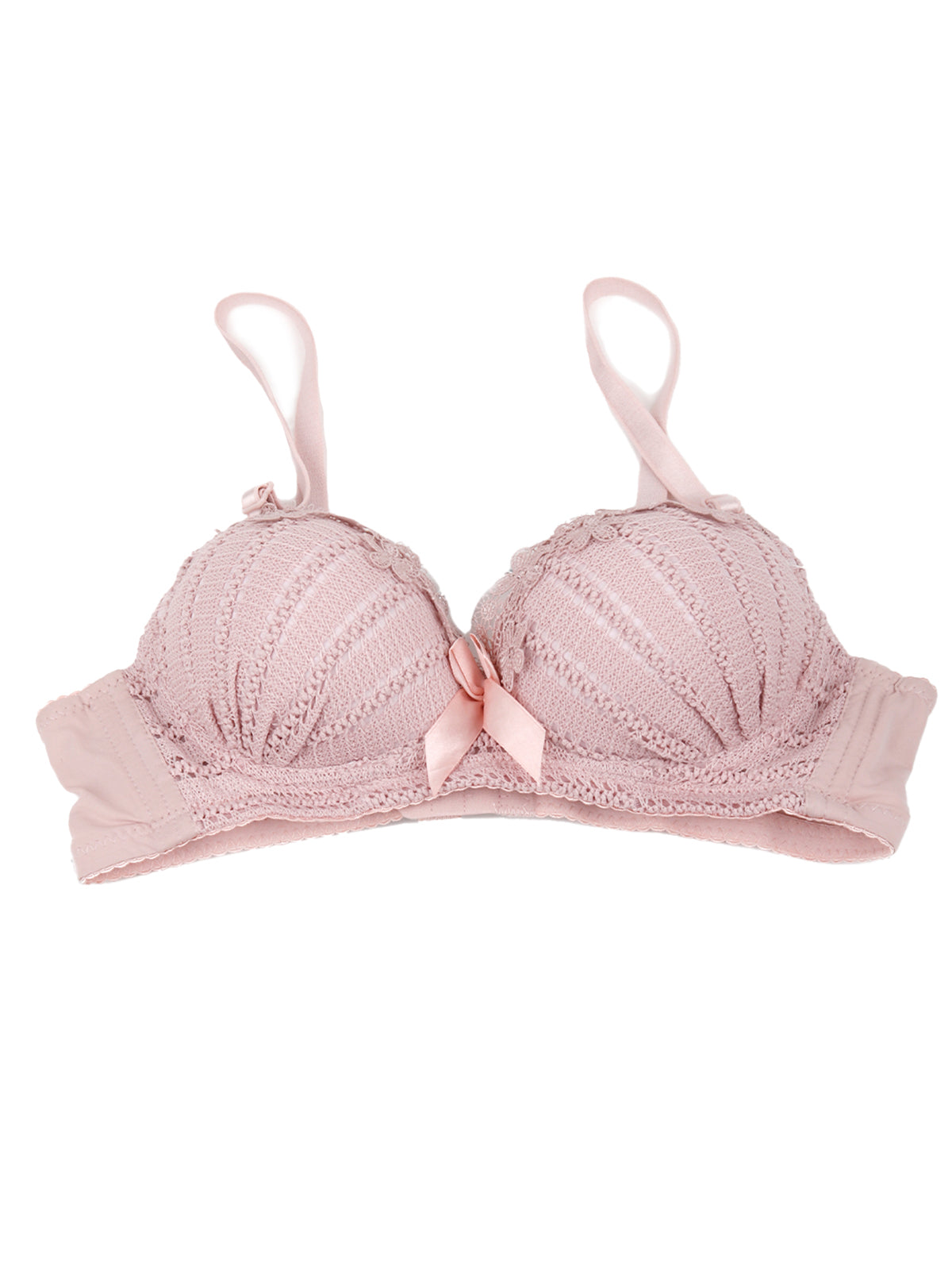 Odette Women Pink Lace All Day Long Bra And Panty Set