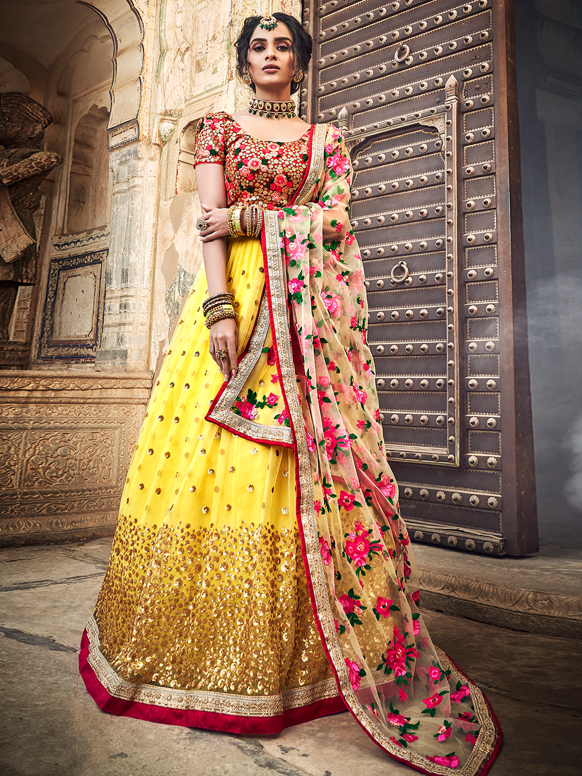Buy Yellow Lehenga And Blouse Raw Silk Dupatta Net Embroidered Floral Set  For Women by Archana Kochhar Online at Aza Fashions.