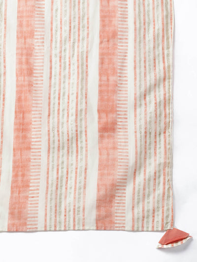 Odette Women Apricot Printed A-Line Stitched Kurta Palazzo Dupatta Set