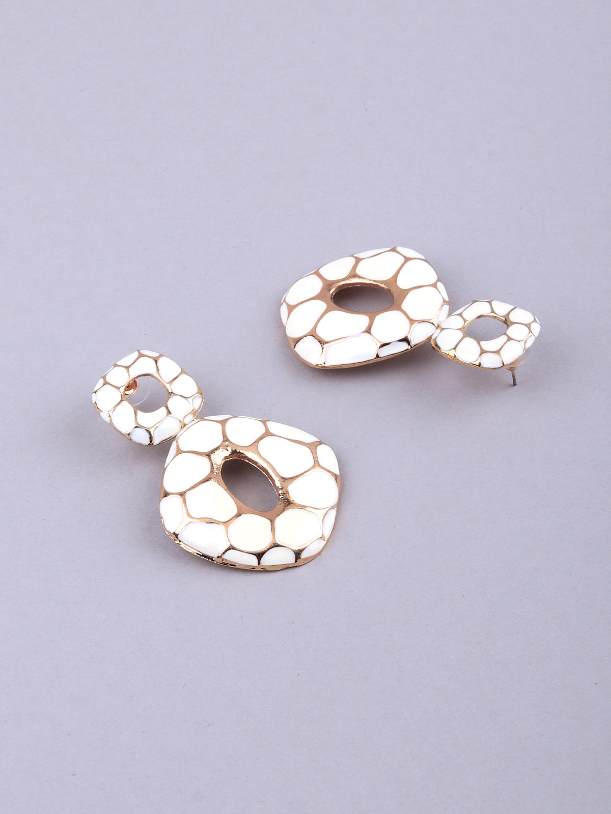 White Metallic Dangle Earrings
