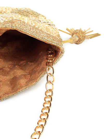 Odette Women Golden Bright Potli Bag